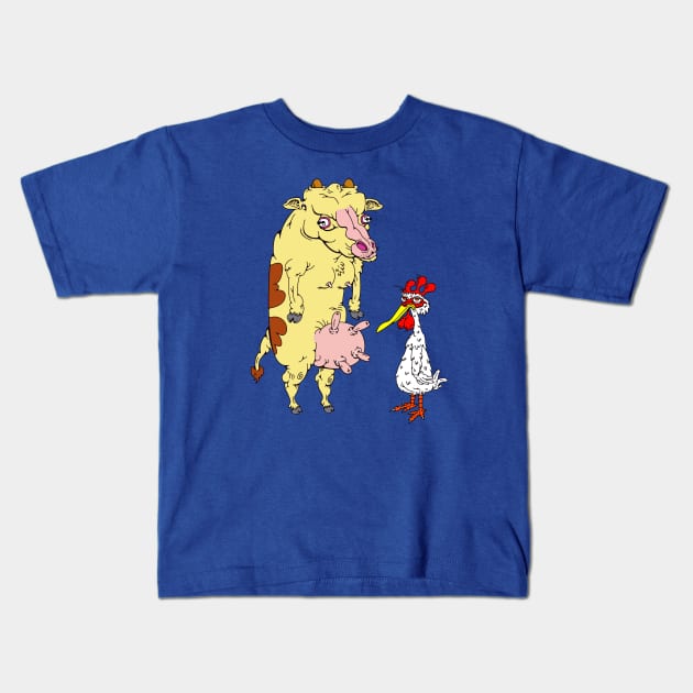 Cow and Chicken Kids T-Shirt by Franjos